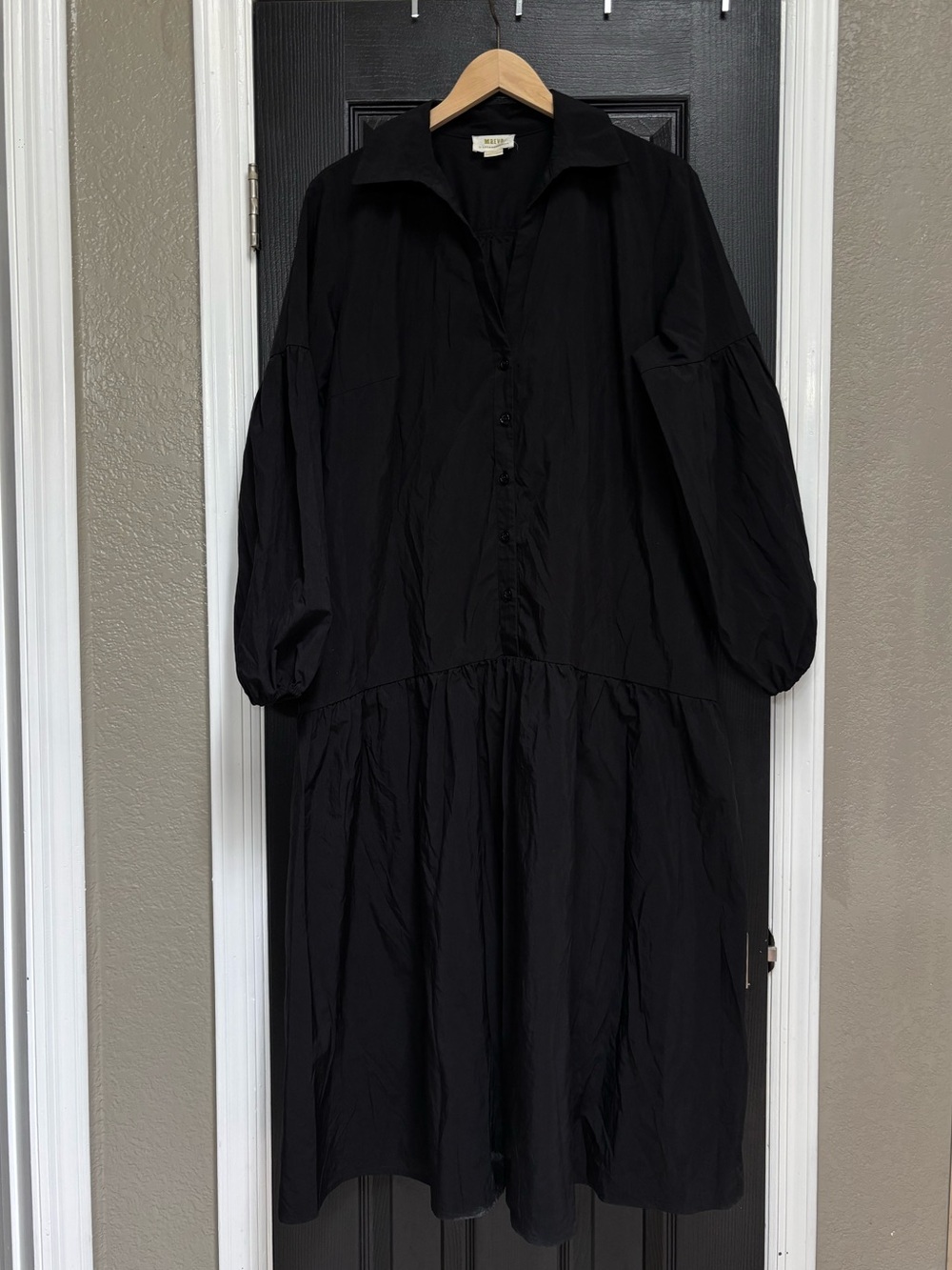 Maeve Black Long Sleeve Button Shirt Dress - Picture 5 of 13